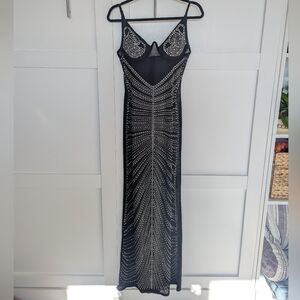 Elegant Black and Silver Embellished Dress Size Small